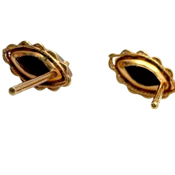 12Kt Gold-Filled Tigers Eye Stud Earrings 14Kt Gold Posts Vintage - Picture 4 of 6